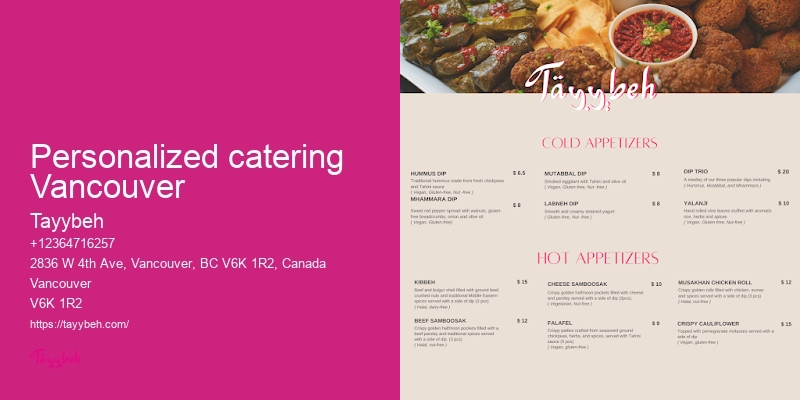 Syrian Food Catering for Weddings Vancouver